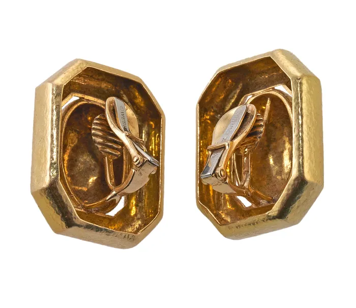 Earrings David Webb Large David Webb Hammered Gold Earrings