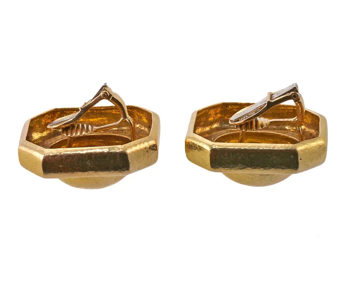 Earrings David Webb Large David Webb Hammered Gold Earrings