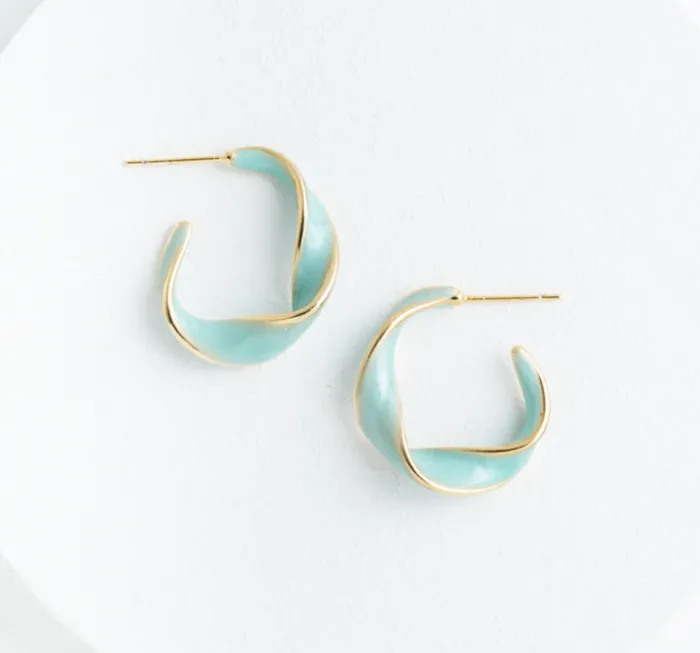 Earrings Twisted Hoop Earrings Mint Blue Give freedom to exploited girls women Starfish Project Earrings Twisted Hoop Earrings Mint Blue Give freedom to exploited girls women Starfish Project