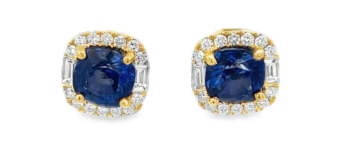 Elegant Halo Sapphire Earrings YaninaCo Jewelry Earrings