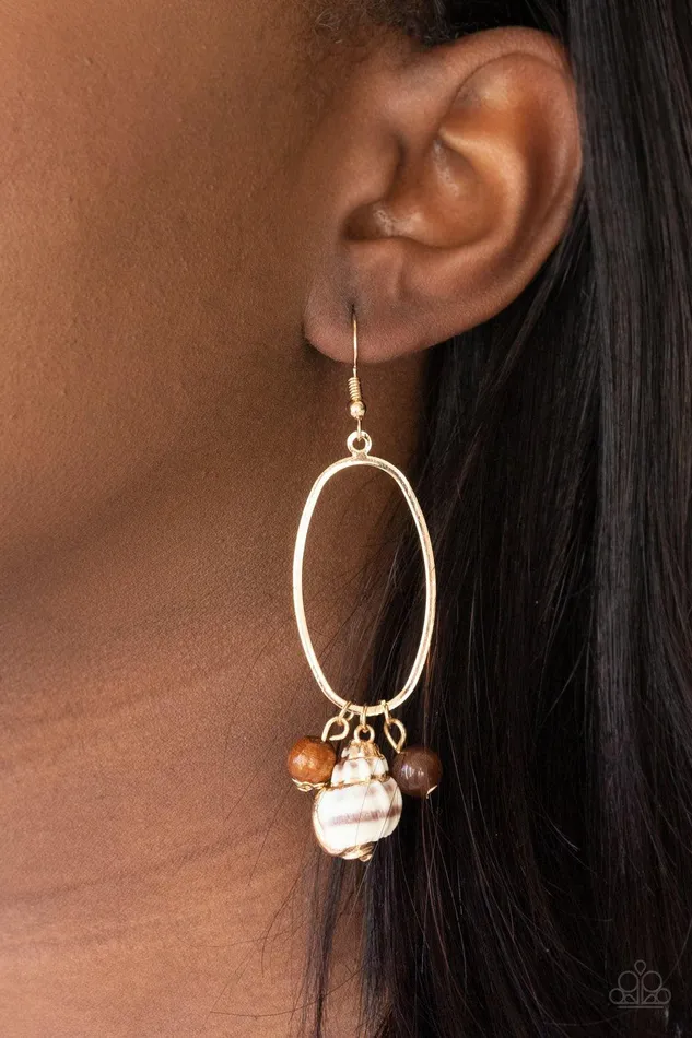 Golden Grotto Brown Earrings Jewelry By Bretta Paparazzi Accessories Earrings