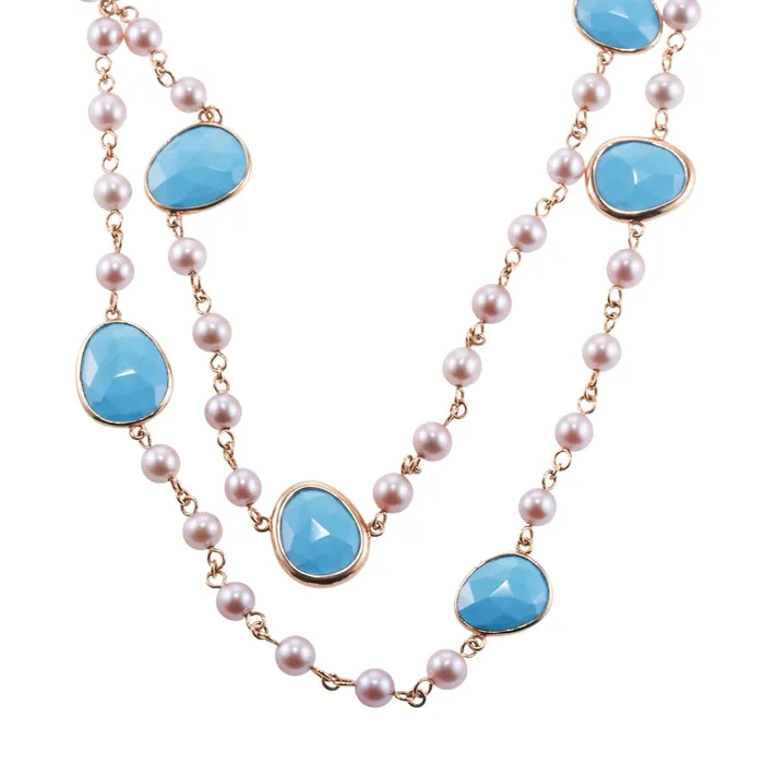 Mimi Milano Mimi Milano Talita Turquoise Pearl Gold Necklace Necklaces