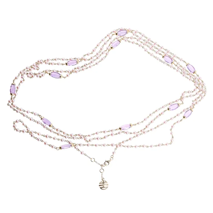 Mimi Milano Necklaces Mimi Milano Nagai 80 Pearl Amethyst Gold Necklace