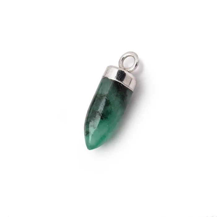 Necklaces 1216mm Silver Leafed Emerald Plain Spike Focal Pendant 1 piece Beadsofcambaycom Necklaces 1216mm Silver Leafed Emerald Plain Spike Focal Pendant 1 piece Beadsofcambaycom