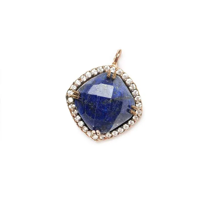 Necklaces 135mm Rose Gold Bezel White CZ Lapis Lazuli Cushion Pendant 1 piece Beadsofcambaycom Necklaces 135mm Rose Gold Bezel White CZ Lapis Lazuli Cushion Pendant 1 piece Beadsofcambaycom