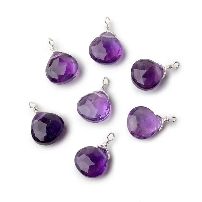Necklaces Beadsofcambaycom 8mm Silver Wire Wrapped Amethyst Faceted Heart 1 Focal Pendant Necklaces Beadsofcambaycom 8mm Silver Wire Wrapped Amethyst Faceted Heart 1 Focal Pendant