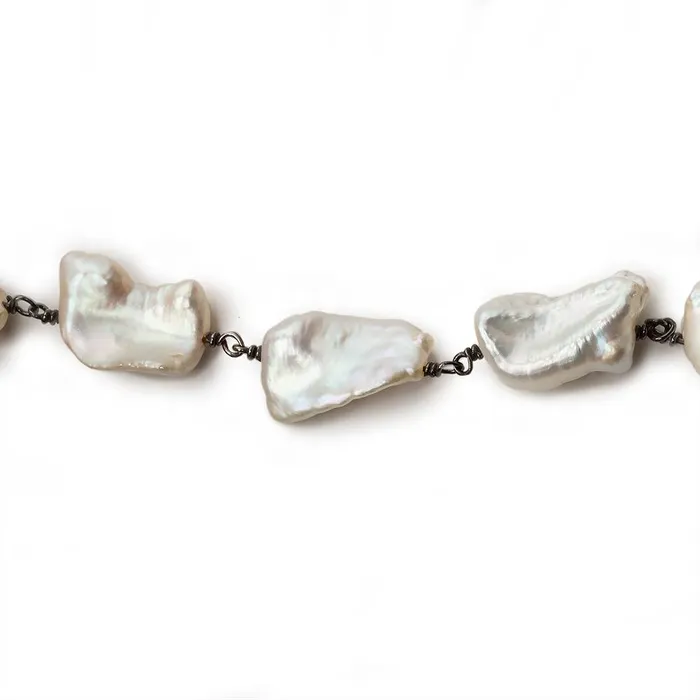 Necklaces Beadsofcambaycom 9x715x11mm Cream Keshi Pearl Black Gold 925 Silver Chain Necklaces Beadsofcambaycom 9x715x11mm Cream Keshi Pearl Black Gold 925 Silver Chain