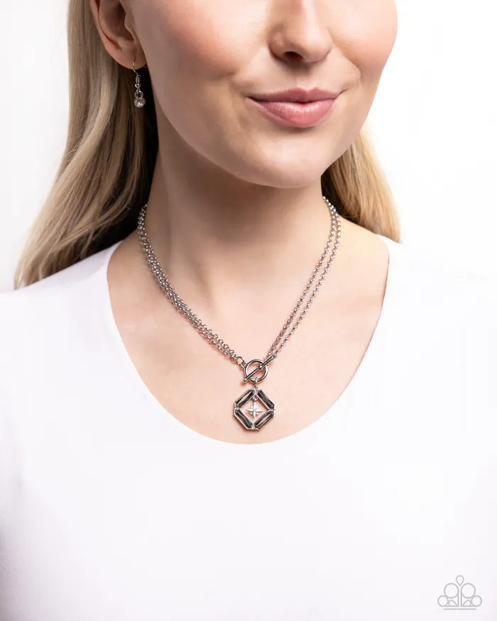 Necklaces Paparazzi Accessories Compass Cadenza Silver Necklace Jewelry by Bretta Necklaces Paparazzi Accessories Compass Cadenza Silver Necklace Jewelry by Bretta