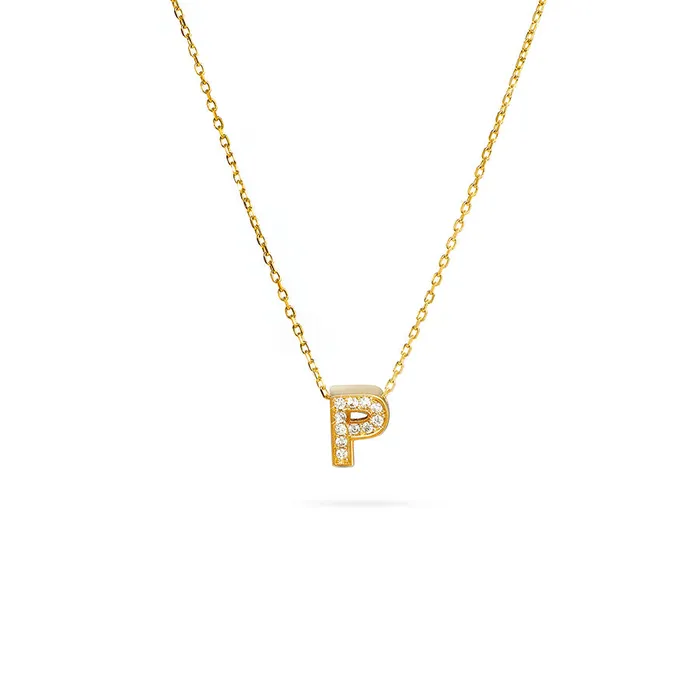 Necklaces Senso Gold Gold necklace with the letter P and zircons Sense Gold Symbols