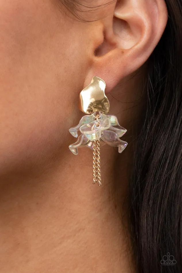 Paparazzi Accessories Earrings Harmonically Holographic Gold Earrings Jewelry by Bretta