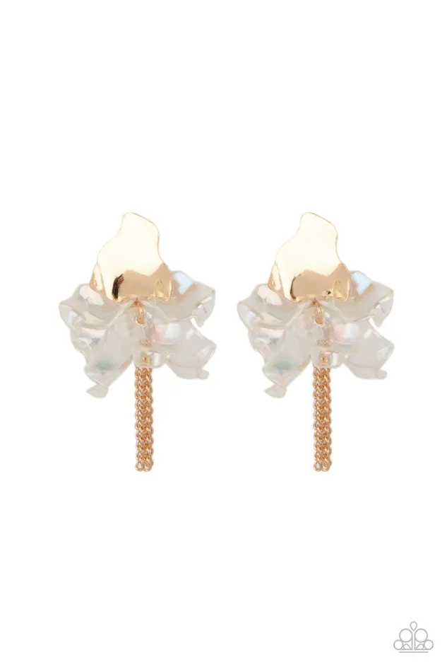 Paparazzi Accessories Earrings Harmonically Holographic Gold Earrings Jewelry by Bretta