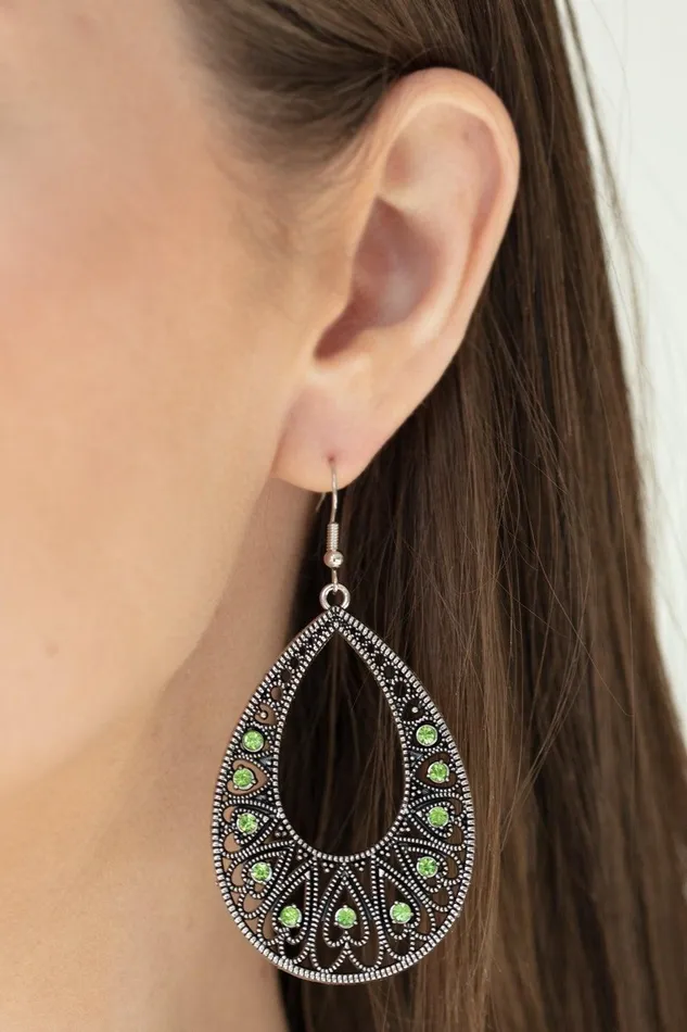 Paparazzi Accessories Earrings Love To Be Loved Green Earrings Jewelry by Bretta Paparazzi Accessories Earrings Love To Be Loved Green Earrings Jewelry by Bretta
