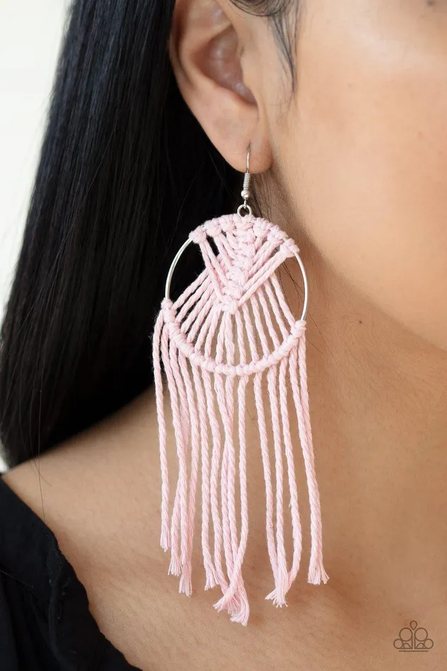 Paparazzi Accessories Earrings MACRAME Myself and I Pink Earrings Jewelry By Bretta Paparazzi Accessories Earrings MACRAME Myself and I Pink Earrings Jewelry By Bretta