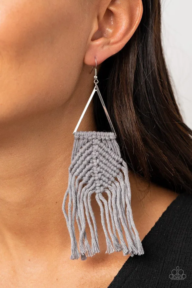 Paparazzi Accessories Macrame Jungle Silver Earrings Jewelry by Bretta Earrings