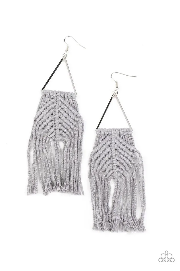 Paparazzi Accessories Macrame Jungle Silver Earrings Jewelry by Bretta Earrings