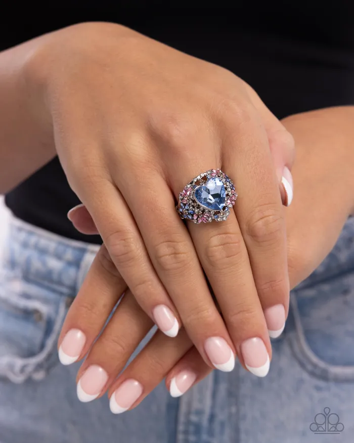 Paparazzi Accessories Rings Bursting with Beauty Blue Heart Ring Jewelry by Bretta Paparazzi Accessories Rings Bursting with Beauty Blue Heart Ring Jewelry by Bretta