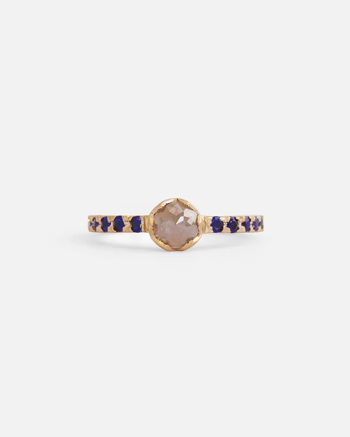 Pave Milky Diamond Sapphire Ring Hiroyo Rings