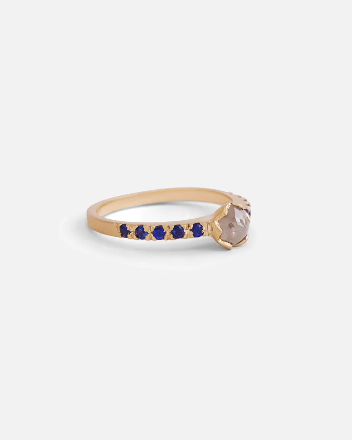 Pave Milky Diamond Sapphire Ring Hiroyo Rings Pave Milky Diamond Sapphire Ring Hiroyo Rings