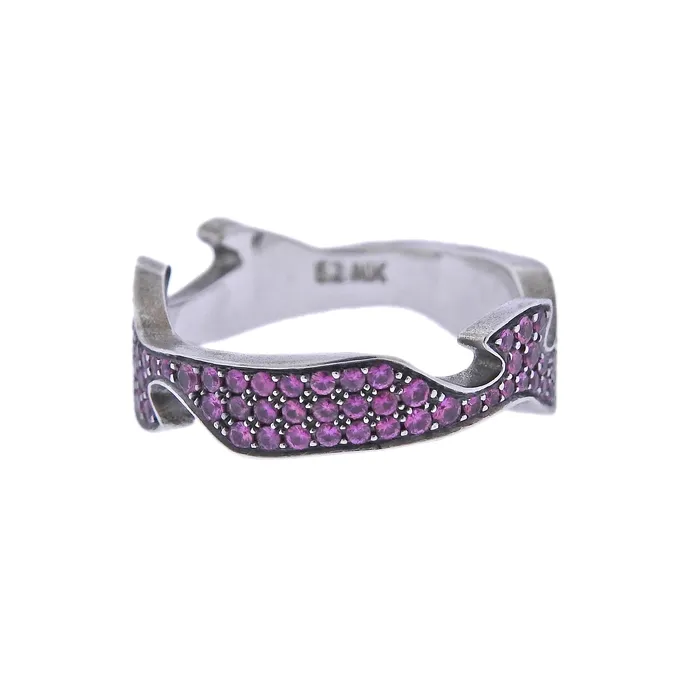 Rings Georg Jensen Georg Jensen Fusion White Gold Pink Sapphire Centre Ring 1370 Rings Georg Jensen Georg Jensen Fusion White Gold Pink Sapphire Centre Ring 1370