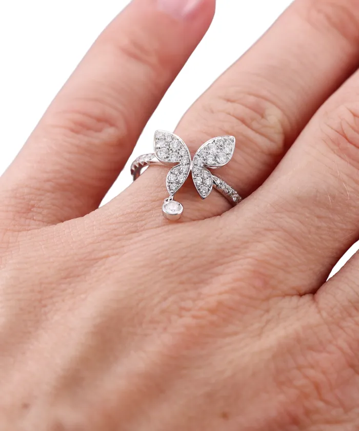 Rings Mimi Milano Farfalla Diamond 18k White Gold Butterfly Ring Mimi Milano