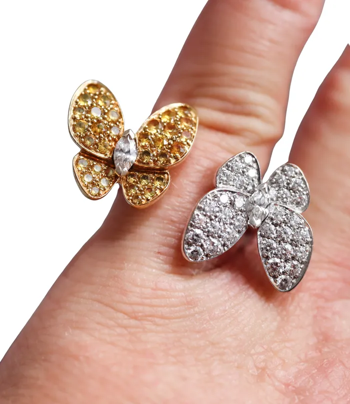 Rings Van Cleef And Arpels Van Cleef Arpels Between the Finger Butterfly Diamond Sapphire Gold Ring