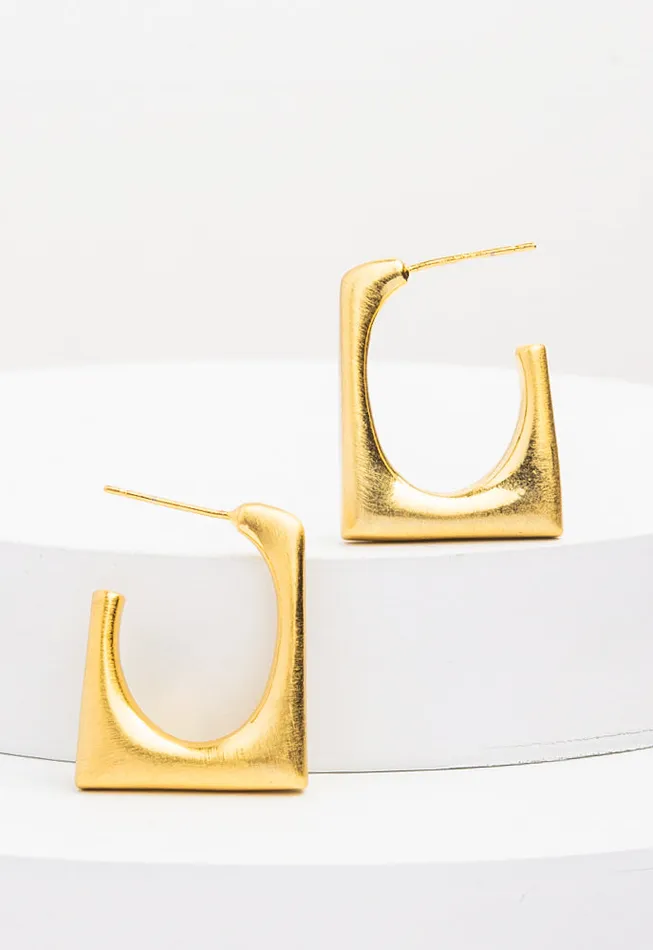 Starfish Project Geometric Square Hoop Earrings in Gold Gives Freedom to Women Earrings Starfish Project Geometric Square Hoop Earrings in Gold Gives Freedom to Women Earrings