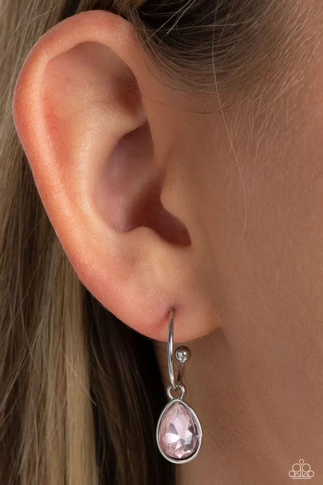 Teardrop Tassel Pink Earrings Jewelry by Bretta Paparazzi Accessories Earrings