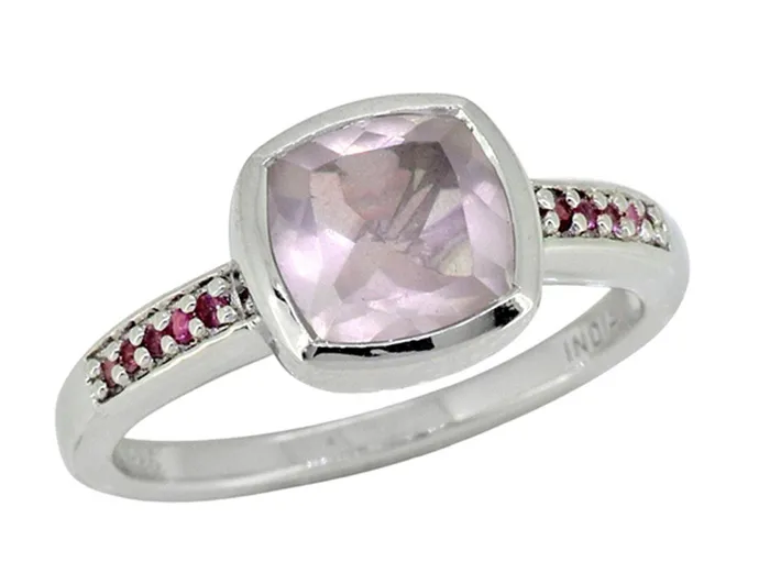 290 Ct Rose Quartz Tourmaline Solid 925 Sterling Silver Ring Jewelry YoTreasure Rings