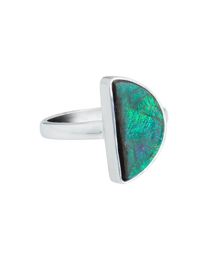 525 Ct Ammolite Ring Solid 925 Sterling Silver Gemstone Jewelry YoTreasure Rings