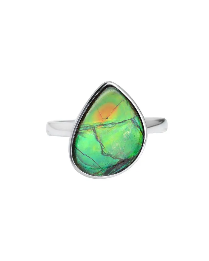 785 Ct Ammolite Ring Solid 925 Sterling Silver Jewelry YoTreasure Rings