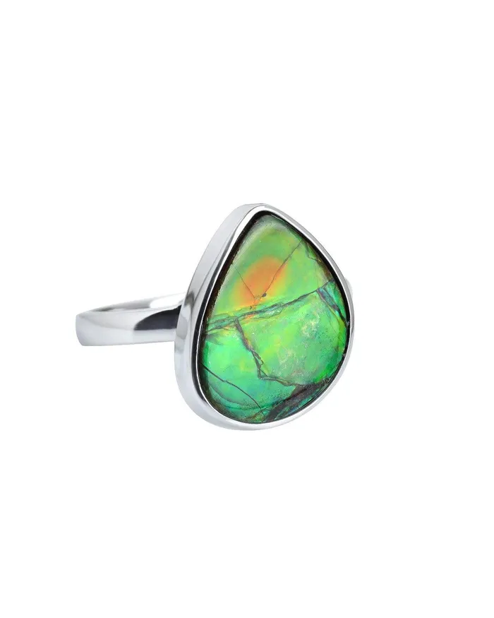 785 Ct Ammolite Ring Solid 925 Sterling Silver Jewelry YoTreasure Rings