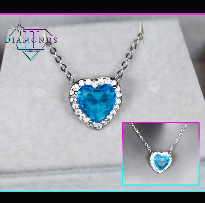 Aquamarine Blue Diamond Heart Necklace Blue Diamond Pendant Heart Necklace Lab Diamonds London Necklaces Aquamarine Blue Diamond Heart Necklace Blue Diamond Pendant Heart Necklace Lab Diamonds London Necklaces
