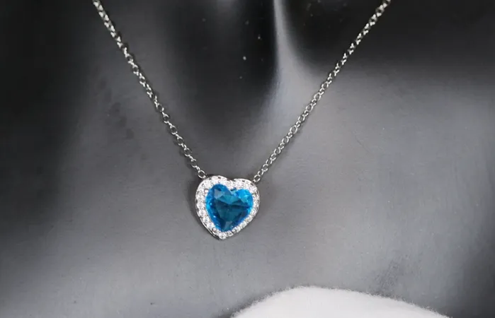 Aquamarine Blue Diamond Heart Necklace Blue Diamond Pendant Heart Necklace Lab Diamonds London Necklaces