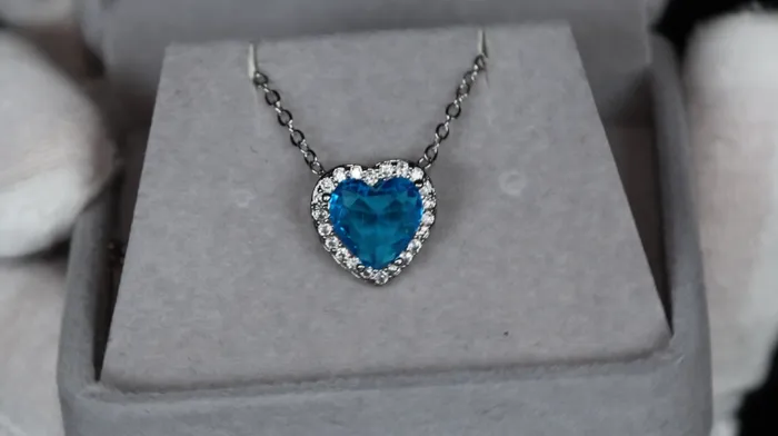 Aquamarine Blue Diamond Heart Necklace Blue Diamond Pendant Heart Necklace Lab Diamonds London Necklaces