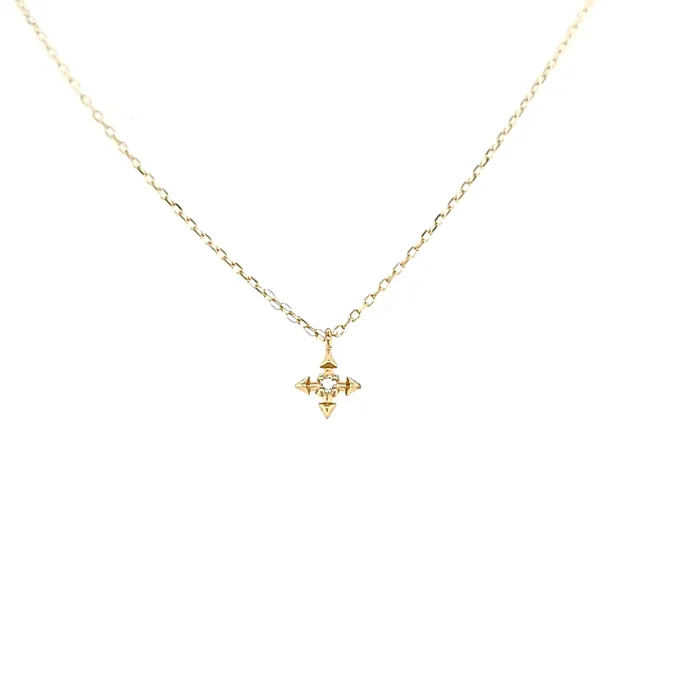 Aurelie G Necklaces 14k Yellow Gold Petite Arrow Compass Necklace I7292
