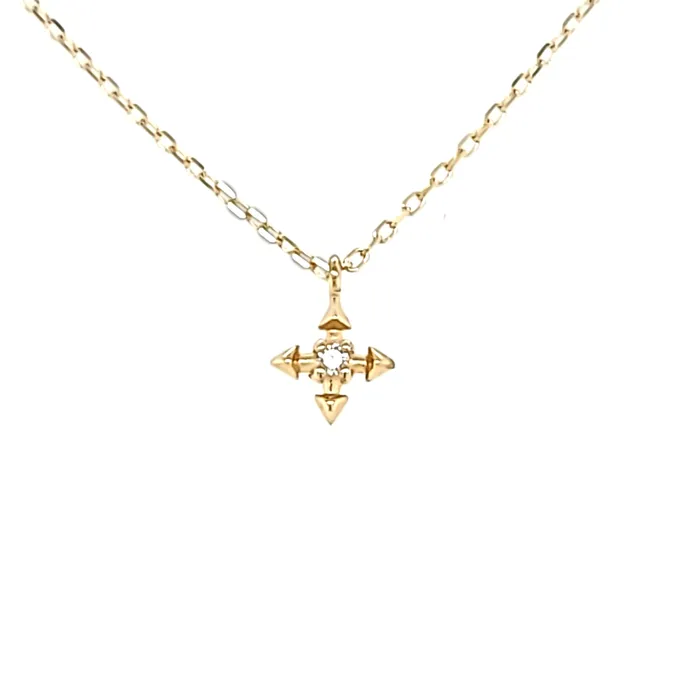 Aurelie G Necklaces 14k Yellow Gold Petite Arrow Compass Necklace I7292