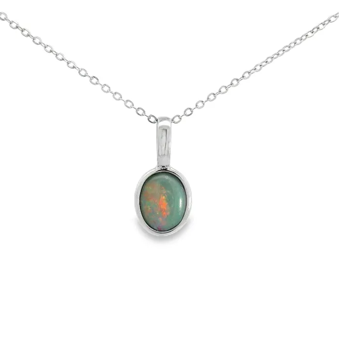 Australian Opal Cutters Necklaces Australian Opal Black Pendant set in Sterling Silver