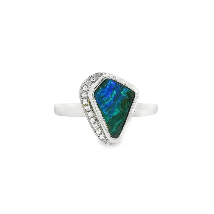 Australian Opal Cutters Rings Australian Boulder Opal Ring Set in Sterling Silver
