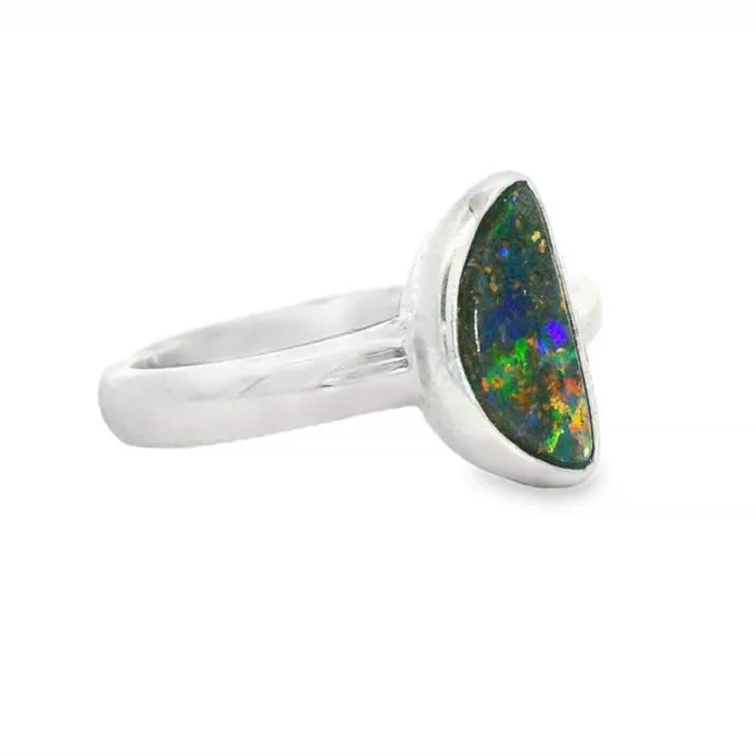 Australian Opal Cutters Rings Australian Boulder Opal Ring Set in Sterling Silver Australian Opal Cutters Rings Australian Boulder Opal Ring Set in Sterling Silver
