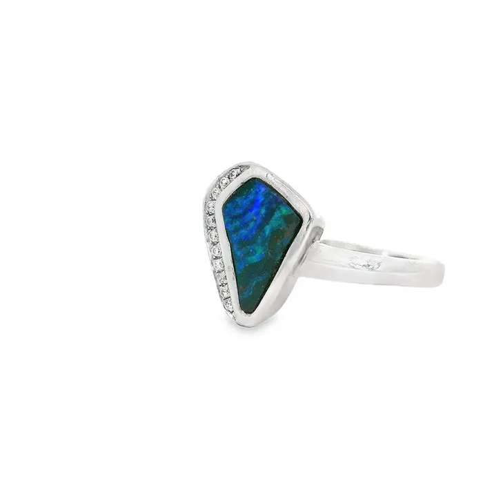 Australian Opal Cutters Rings Australian Boulder Opal Ring Set in Sterling Silver Australian Opal Cutters Rings Australian Boulder Opal Ring Set in Sterling Silver