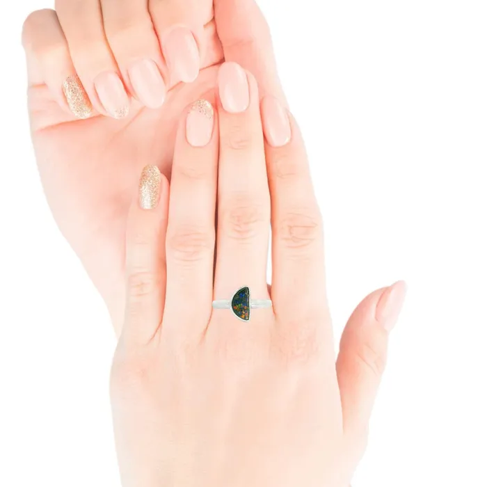 Australian Opal Cutters Rings Australian Boulder Opal Ring Set in Sterling Silver Australian Opal Cutters Rings Australian Boulder Opal Ring Set in Sterling Silver