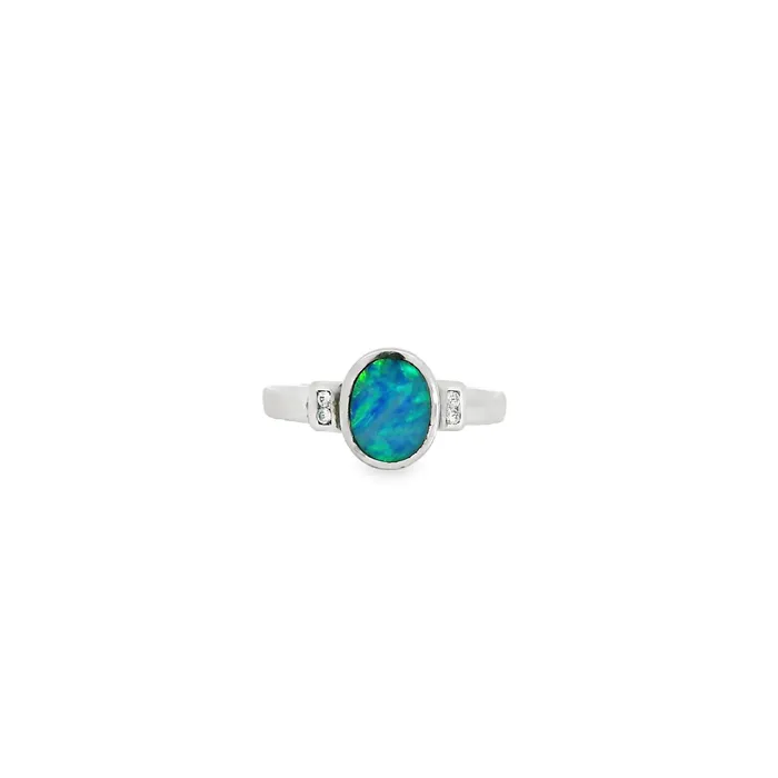 Australian Opal Cutters Rings Australian Opal Doublet Ring set in Sterling Silver
