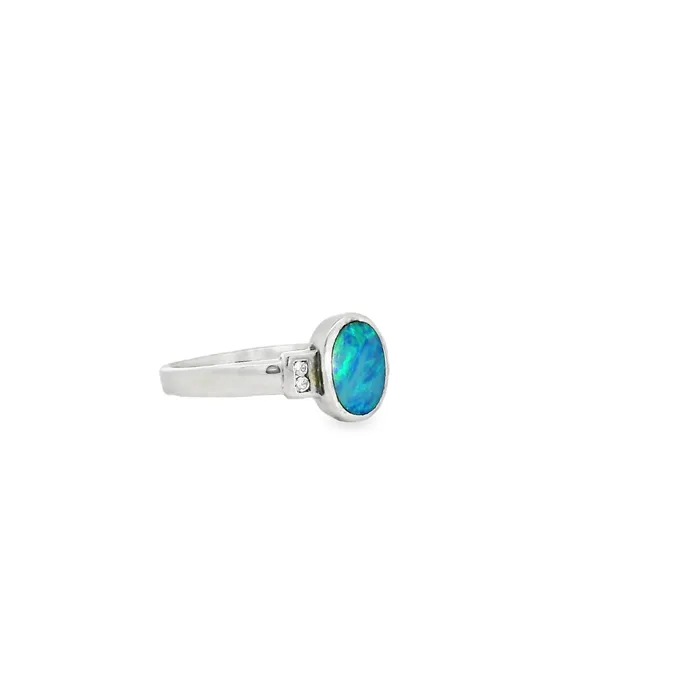 Australian Opal Cutters Rings Australian Opal Doublet Ring set in Sterling Silver