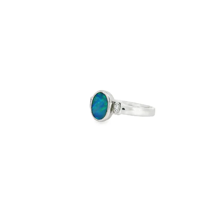 Australian Opal Cutters Rings Australian Opal Doublet Ring set in Sterling Silver