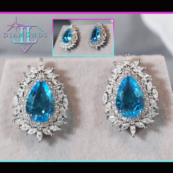 Blue Diamonds Earrings Womens Diamond Earrings Lab Diamonds London Earrings