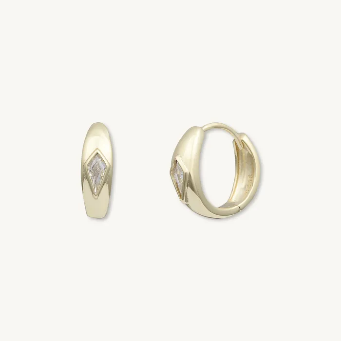 Camile Stone Earrings Dome Sapphire Huggie Earrings