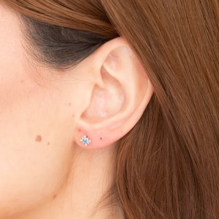 Camile Stone Earrings Snowflake Blue Opal Sapphire Stud Earrings