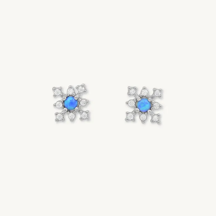 Camile Stone Earrings Snowflake Blue Opal Sapphire Stud Earrings