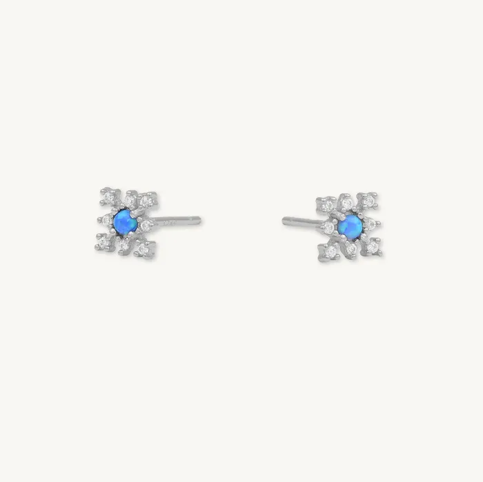 Camile Stone Earrings Snowflake Blue Opal Sapphire Stud Earrings