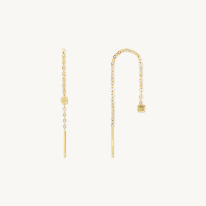 Camile Stone Earrings Square Threader Chain Earrings